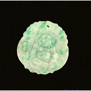 Natural jade carved pendent  laughing  Buddha จี้หยกธรรมชาติ