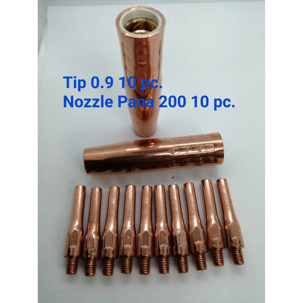 Contact Tip pana 0.9 mm. หัวเชื่อม Co2/MIG พานา พร้อม Nozzle pana200 และ ปลอกหัวเชื่อม ซีโอทู ใช้กับสายเชื่อมไฟฟ้า