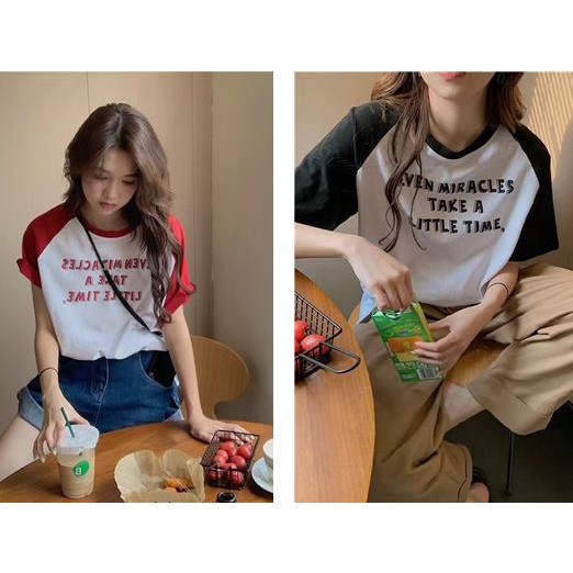 fashiongirl1688 เสื้อยืดสไตส์เกาหลี ผ้ายืด เหมาะทุกฤดูร้อนอื่นๆแฟชั่น มีสองสีดำขาว แฟชั่น เกาหลี