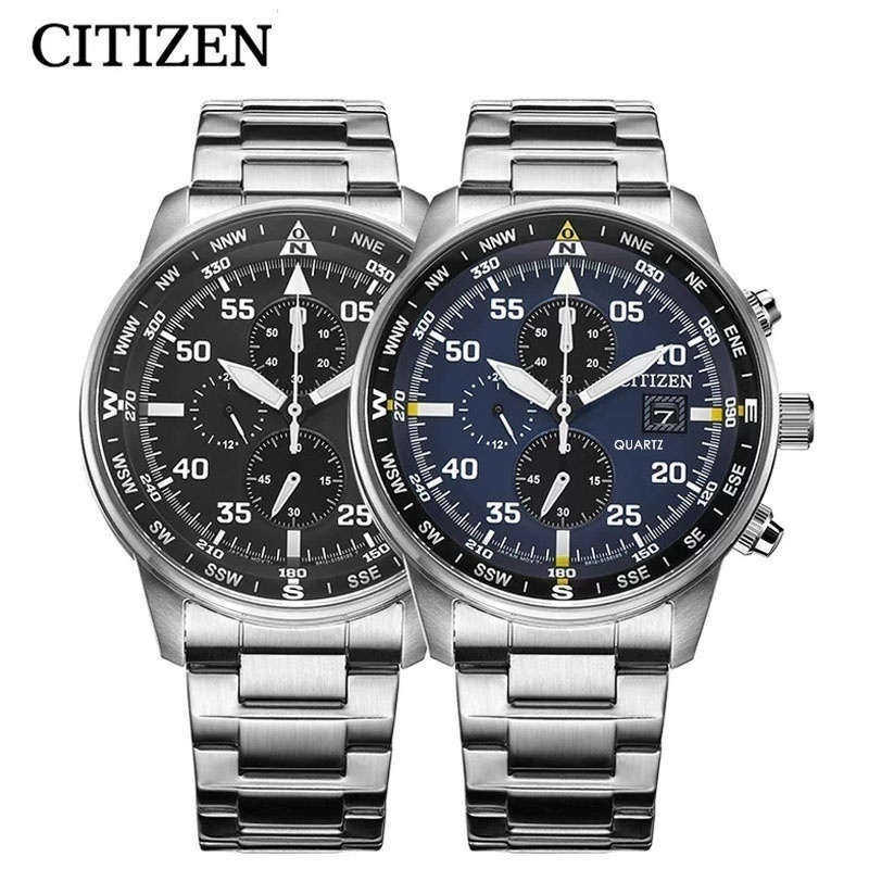Citizen มัลติฟังก์ชั่นซีรีส์ผู้ชายควอตซ์นาฬิกาสแตนเลสนาฬิกาข้อมือ CA0696-88L