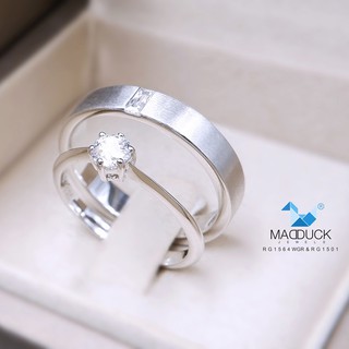 Madduckjewels แหวนเงินแท้ เพชร CZ ชุบโรเดียม RG1564WGR-RG1501