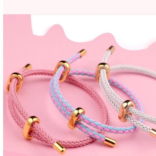 สร้อยข้อมือลูกปัดเหล็กรูปหมีสตรอเบอร์รี่ 3 มม สีทอง ปรับขนาดได้ thumbnail 6