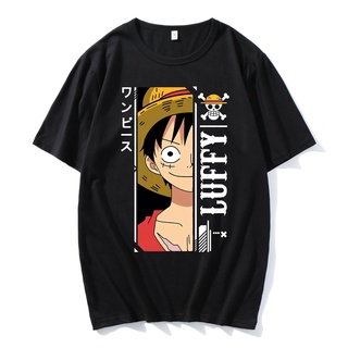 เสื้อยืดแขนสั้น พิมพ์ลายการ์ตูนลูฟี่ One Piece สไตล์ฮิปฮอป สตรีท ฮิปฮอป แฟชั่นสําหรับผู้ชาย และผู้หญิง