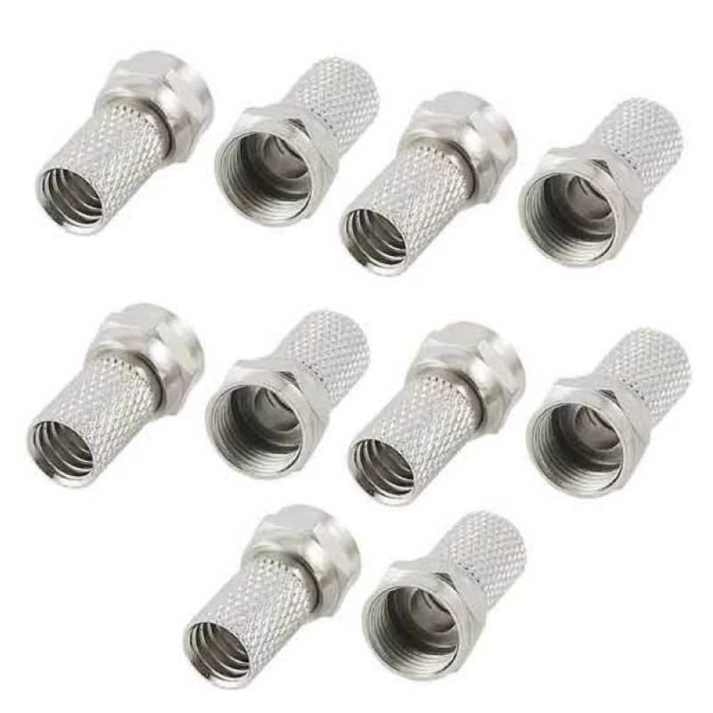 F-Type Male Twist-On Coax Coaxial Cable RF Connector Adapter 10 Pcs