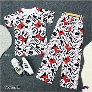 Set 2 ชิ้น เสื้อยืดแขนสั้น ผ้าคอตตอน สกรีนลาย