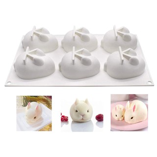 แม่พิมพ์ ซิลิโคน กระต่ายน่ารัก 6 ช่อง (สีแรนดอม) 6 Cavity Rabbit Shaped