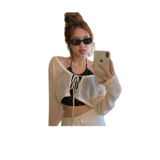 โปรโมชั่น : เสื้อคลุมไหมพรม แขนยาวผู้หญิง เสื้อคลุมไปทะเล เสื้อคลุมคาร์ดิแกน