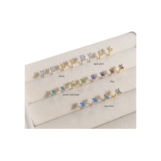 tiny gem earring (brass)