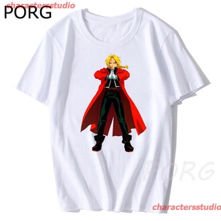 charactersstudio 2021 เสื้อยืดแขนสั้นพิมพ์ลายการ์ตูน Elric Funny สําหรับผู้ชายสีขาว discount