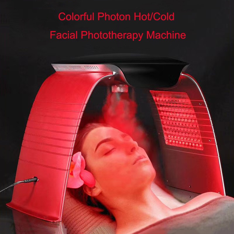 7 In 1 Hot And Cold Spray Colorful Photon Oxygen Injection Moisturizing Led Facial Mask Skin