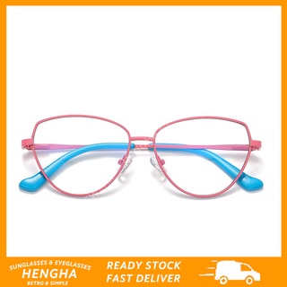 (HENGHA) Tr90 ใหม่ แว่นตาแฟชั่น กรอบโลหะ ป้องกันแสงสีฟ้า สีแคนดี้ สําหรับสตรี