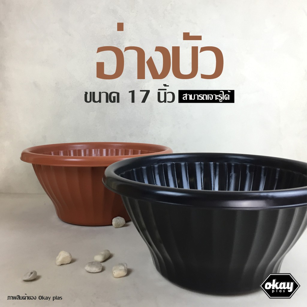 Okay plas อ่างบัว 17 นิ้ว *ไม่มีจานรอง*