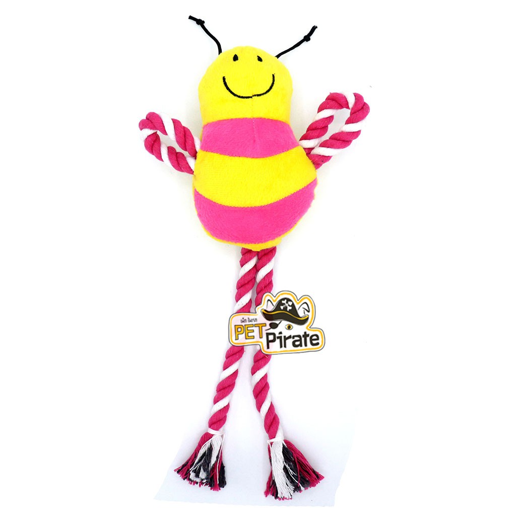 ของเล่นสุนัข ตุ๊กตาผึ้งน้อย ขาเชือก บริหารปาก กัดสะบัด ช่วยขัดฟัน ของเล่นหมา ของเล่นน้องหมา บีบมีเสียง