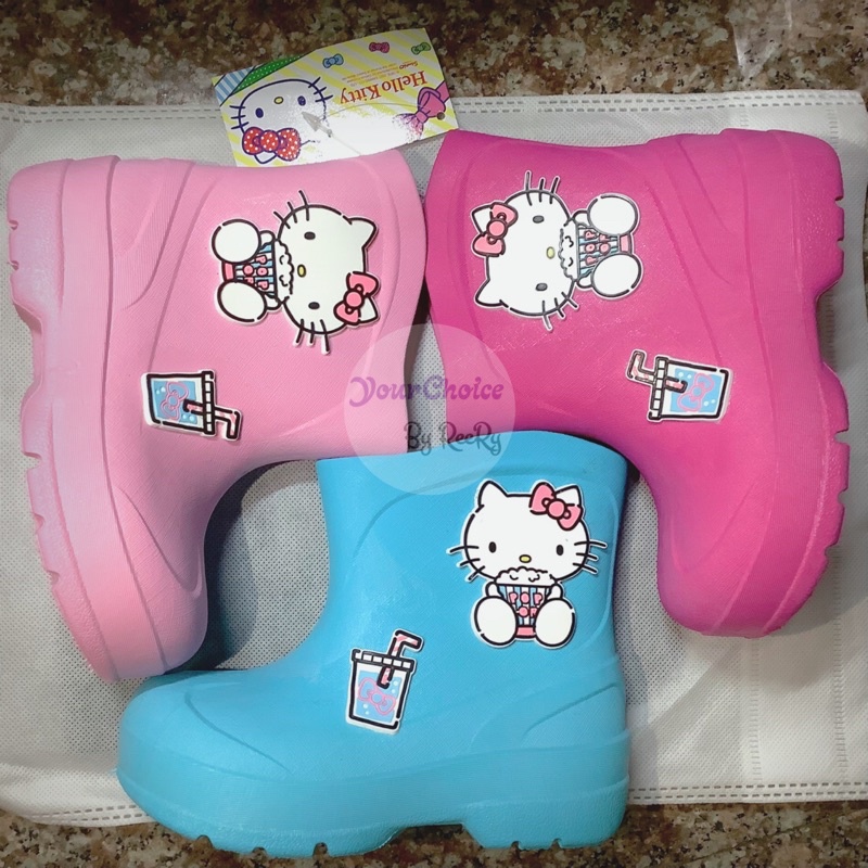 รองเท้าบูทเด็ก Hello Kitty คิตตี้ ลิขสิทธิ์แท้ รองเท้าบู๊ทเด็กผู้หญิง สีพาสเทล กันน้ำ กันฝน KTL483 - รูปที่ 3
