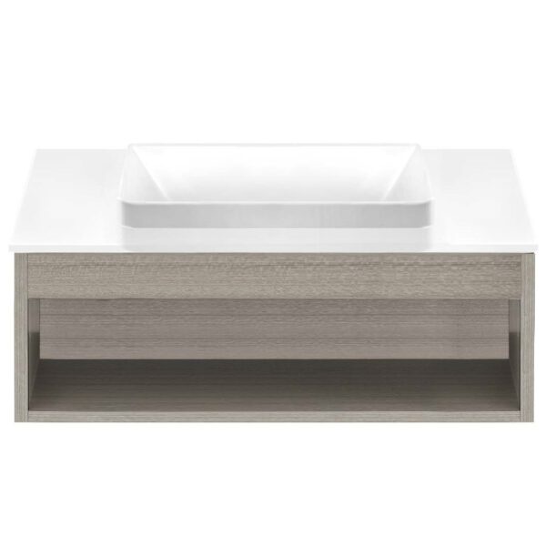 COTTO V00111 ตู้เก็บของใต้อ่างล้างหน้าแบบแขวนผนัง สีไม้เทา (Fumus Gray Oak)