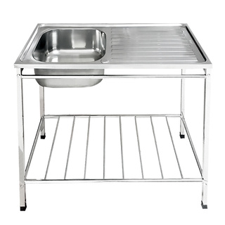 🔥HOT🔥 อ่างล้างจาน 1 หลุม 1 ที่พัก TECNO PLUS TNS STT 10050 ขนาด 100 ซม. สีเงิน Kitchen Sinks &amp; Sink Sets