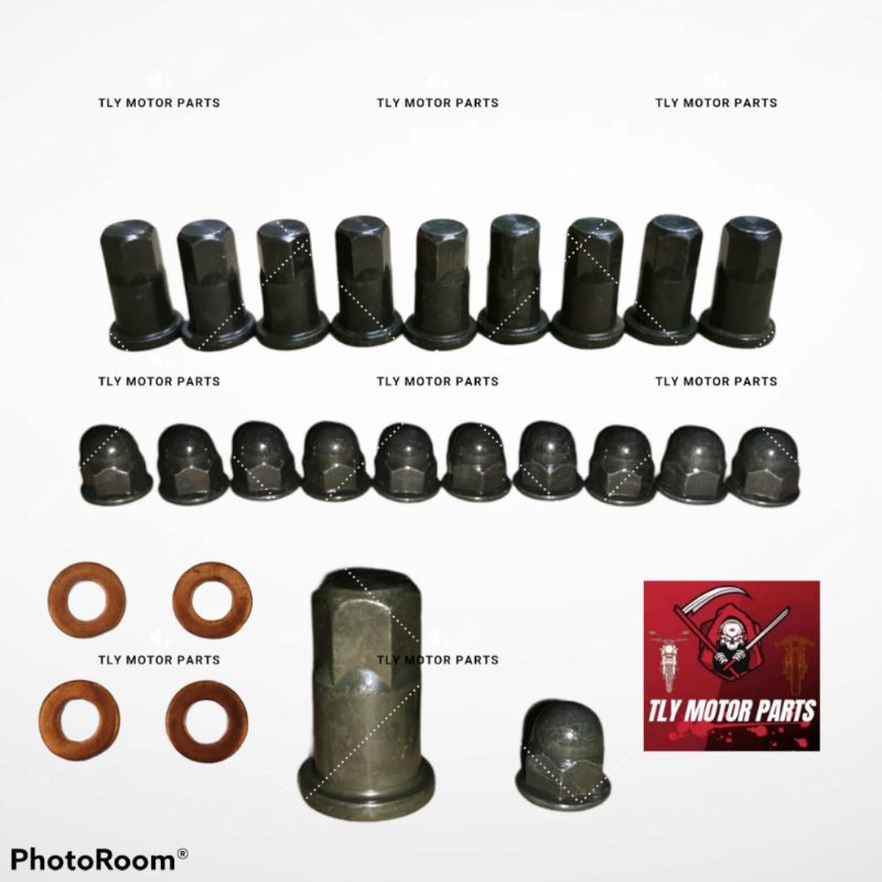 CYLINDER HEAD NUT LONG & SHORT WASHER TEMBAGA สําหรับ EX5/DREAM/CLASS 1/WAVE100