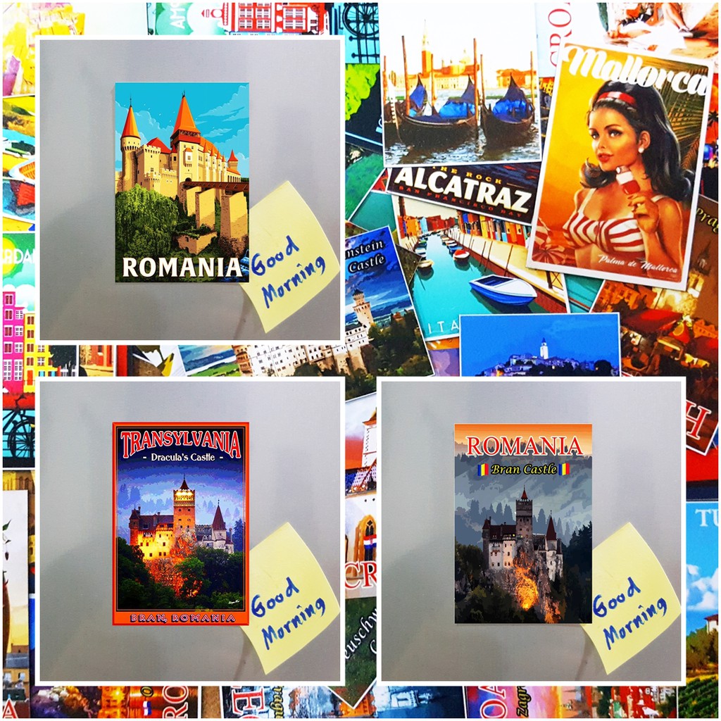 แม่เหล็กติดตู้เย็น โรมาเนีย บูคราเรส 2×3 นิ้ว Souvenir Fridge magnet Romania Bucharest Vintage SET A