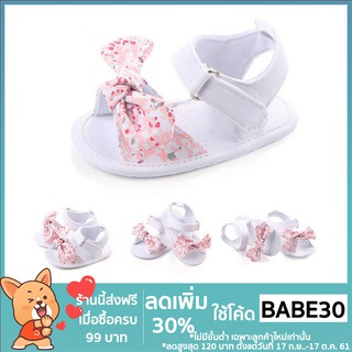 **ทุกคนใช้โค้ดBABE30**  รองเท้ากันลื่นประดับโบว์ดอกไม้สำหรับเด็กผู้หญิง