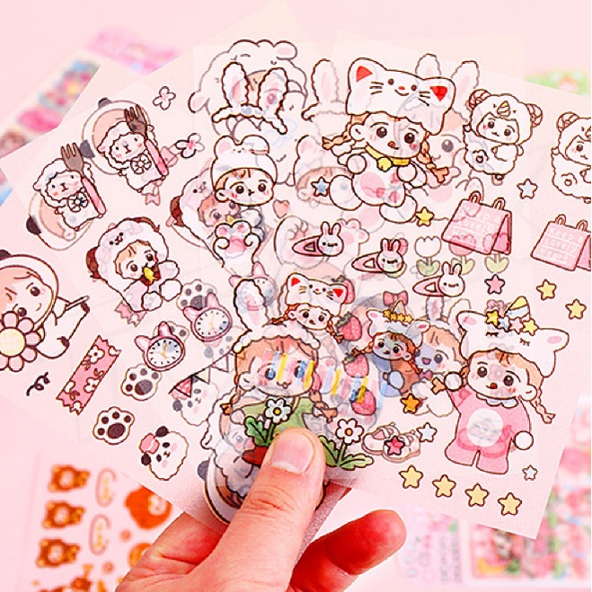 พร้อมส่ง❗❗ สติ๊กเกอร์ 4แผ่น 🧡 Sticker PVC มุก น่ารักกันน้ำ สําหรับตกแต่ง ไดอารี่ สติ๊กเกอร์ไดคัท ลายน่ารัก 🧡 ถูกสุดๆ - รูปที่ 5