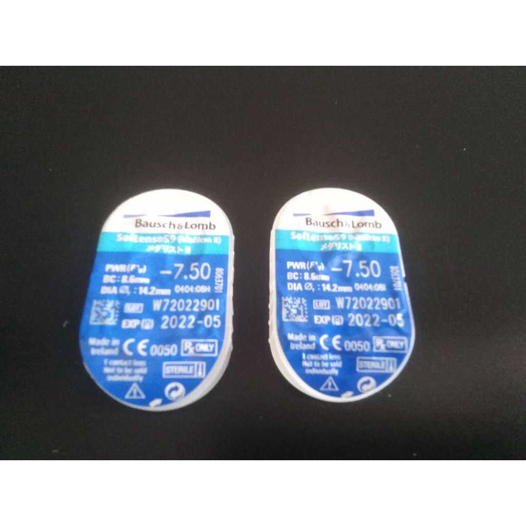 Bausch and Lomb Softlens 59 รายเดือน (มี 2 คู่) ค่าสายตา -7.5 หมดอายุ 2022-05