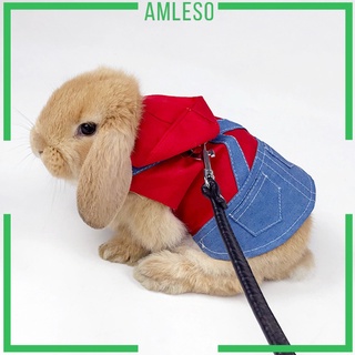 [AMLESO] Rabbit Harness Guinea Pig Clothes, Ferret Clothes with Pet Rabbit Harness and Leash Mini for Small Animal Collars