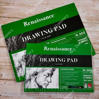 Renaissance สมุดวาดรูป สมุดวาดเขียน 200 แกรม ผิวเรียบ  R-205,R-202ขนาด A4และA3