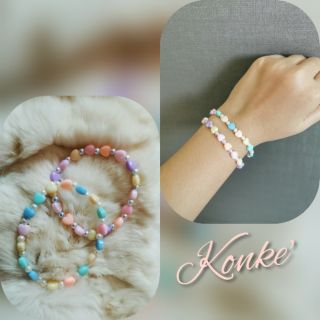 กำไลลูกปัดสีพาสเทล​ ลูกปัดหัวใจ​  สีหวานๆ #handmade