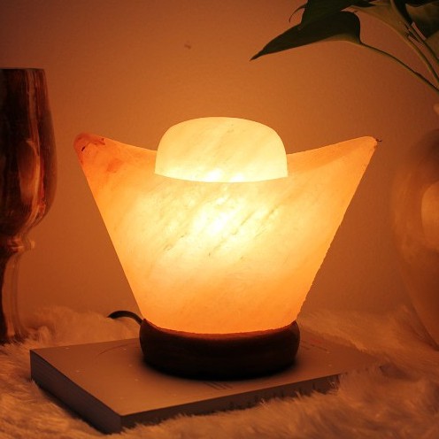 โคมไฟเกลือหิมาลายัน Himalayan Salt Lamp ทรงตำลึง ขนาด 1-2 กิโล โคมไฟหินเกลือหิมาลัย