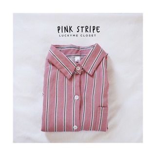 Pink stripe shirt🌈 ผ้าดีมาก