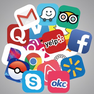 💥พร้อมส่ง💥สติ๊กเกอร์ APP LOGO sticker youtube facebook pokemon twitter google apple amazon airbnb iphone 51 ชิ้น