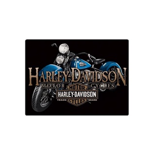 ป้ายดีบุก ลายนูน Harley Davidson Old Blue ขนาด 8x12 นิ้ว สําหรับรถจักรยานยนต์