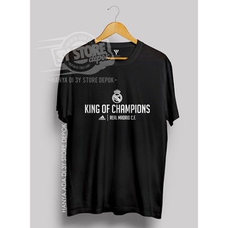 เสื้อยืดโอเวอร์ไซส์เสื้อยืด พิมพ์ลาย King OF CHAMPIONS UCL REAL MADRID 30s-3Y STORE สําหรับผู้ชายS-3XL