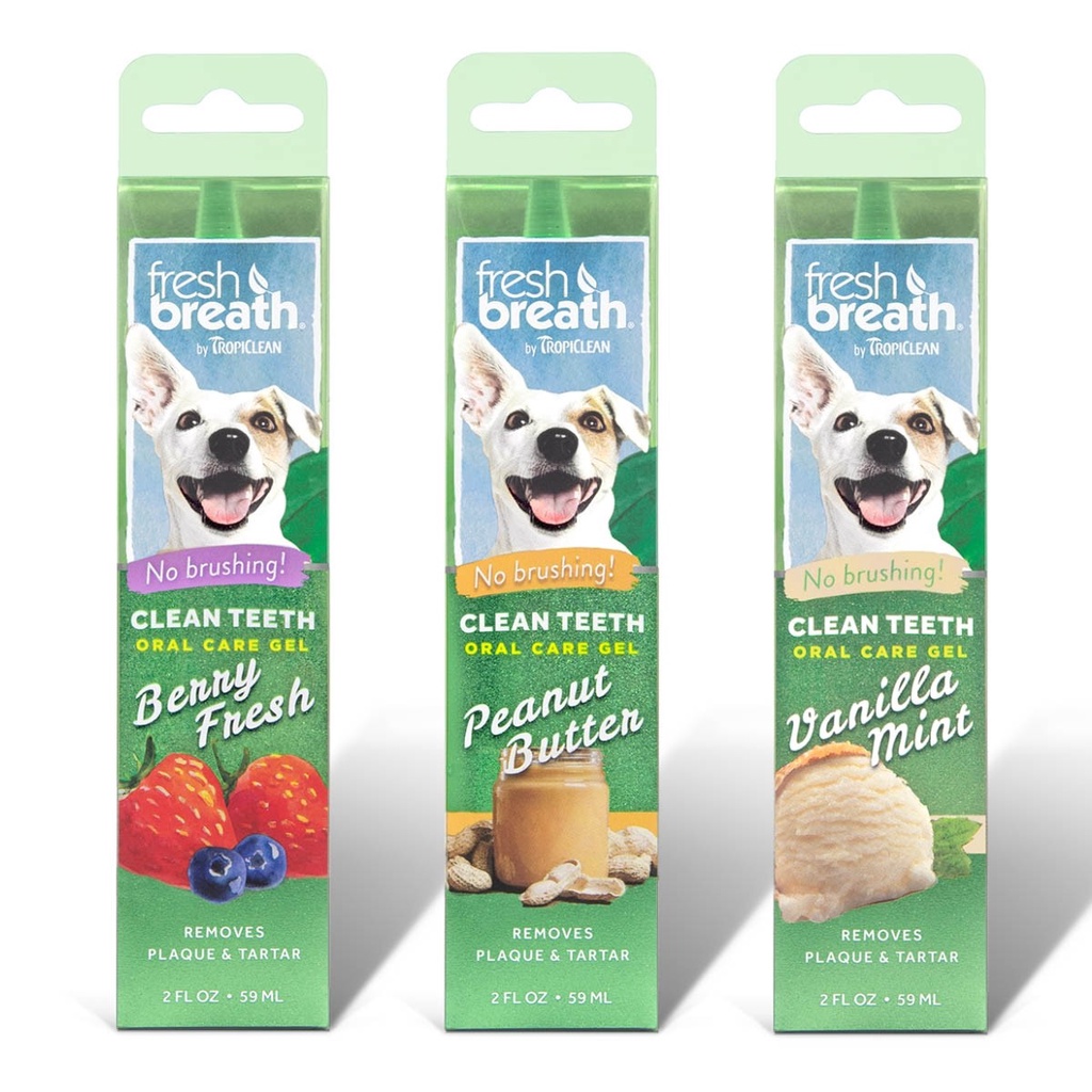 Tropiclean fresh breath Teeth gel 2 oz. เจลทำความสะอาดฟันสุนัขและแมว ขนาด2OZ เจลทำความสะอาด ลดกลิ่นปาก ลดหินปูน