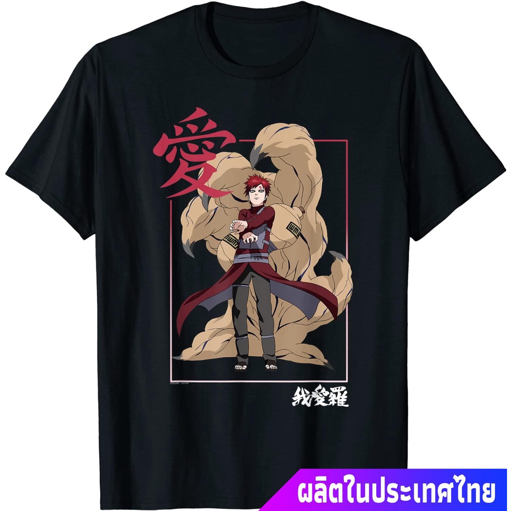 เสื้อยืดคอกลมข้อเสนอพิเศษ นารูโตะ แอนิเมชั่นญี่ปุ่น Naruto Shippuden Gaara Kanji Frame T-Shirt teeคอ