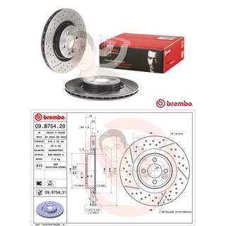 D09 B754 21 จานเบรค ล้อ F (ยี่ห้อ BREMBO) รุ่น HC UV PVT MINI R55 R56 ปี2006-&gt;, R58 R59 ปี2010