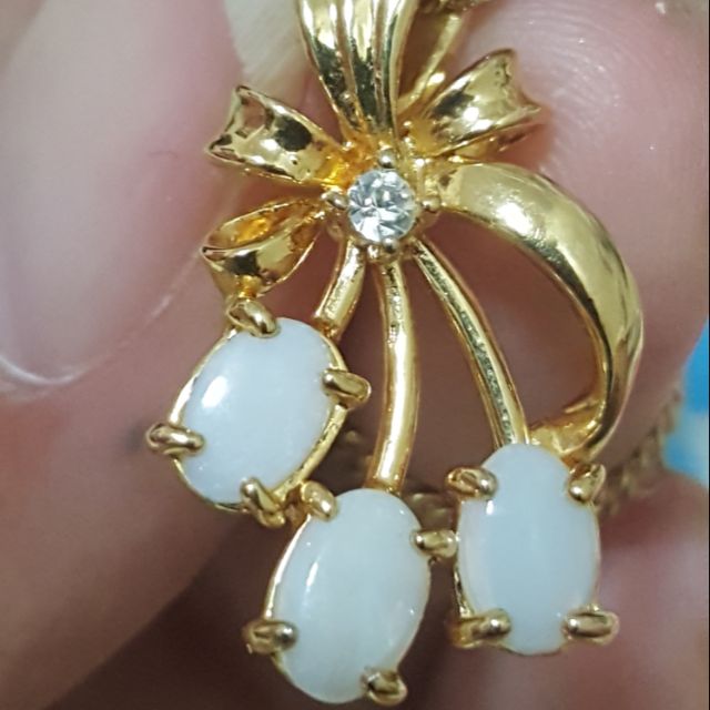 สร้อยคอจี้โอปอลแท้ งานเก่า 16" (Natural opal pendant)