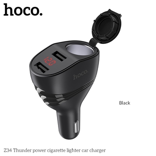 หัวชาร์จในรถยนต์ HOCO รุ่น Z34 มี USB port 2ช่อง สีดำ