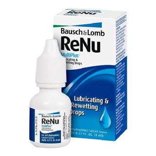 💥หมดอายุ 11/2024💥น้ำตาเทียม สำหรับ คอนแทคเลนส์ B&amp;L Renu MultiPlus Lubricating &amp; Rewetting Drops 8 ml