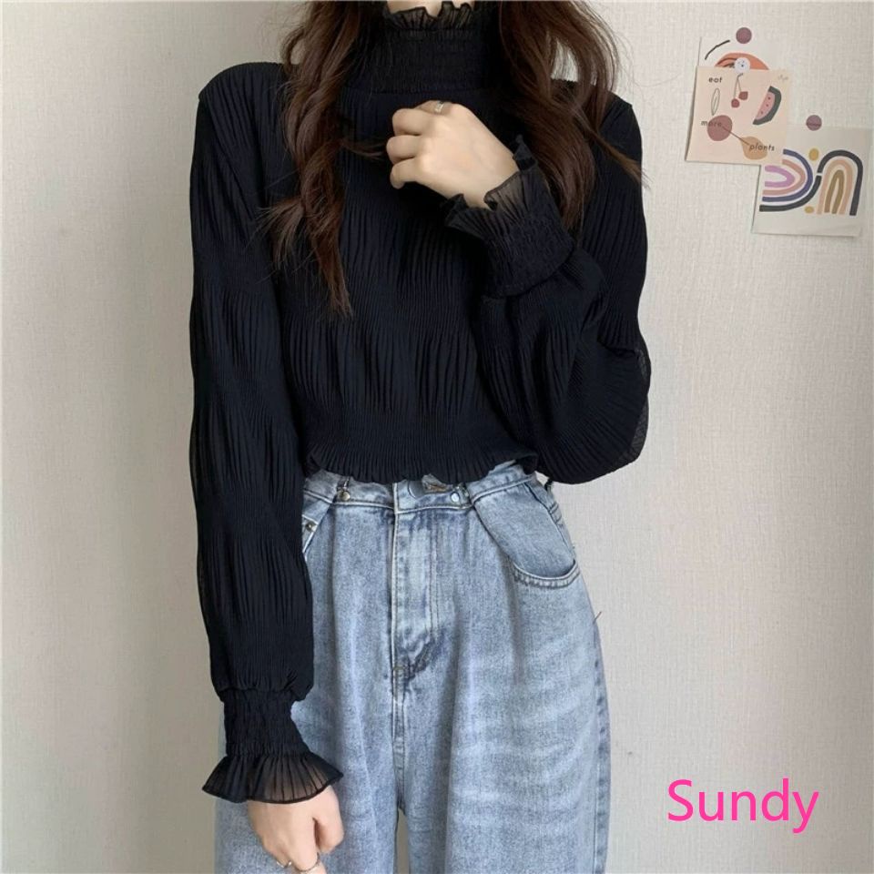 เสื้อเชิ้ตแขนยาวลูกไม้สไตล์เกาหลีสําหรับฤดูหนาวสําหรับผู้หญิง