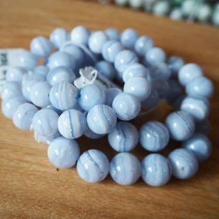 บลูเลซ อาเกต 12mm​ (Bluelace Agate) (No.69)​