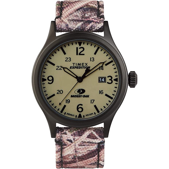 Timex TW2T94700 x Mossy Oak Expedition Scout นาฬิกาข้อมือผู้ชาย สายหนัง สีน้ำตาล หน้าปัด 40 มม.