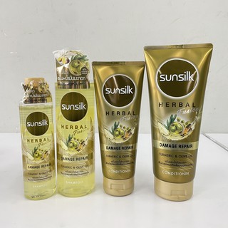 Sunsilk Herbal Fusion Damage Repair Turmeric &amp; Olive Oil ซันซิล เฮอเบิลฟิวชั่น ดาเมจ รีแพร์ สูตรขมิ้นและน้ำมันมะกอก