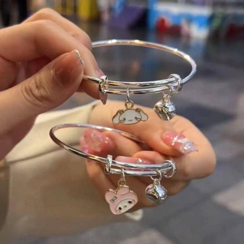 SANRIO สร้อยข้อมือเงิน ลายการ์ตูนสุนัข Cinnamon Melody Kuromi น่ารัก เหมาะกับของขวัญวันเกิด สําหรับเด็กผู้หญิง และนักเรียน