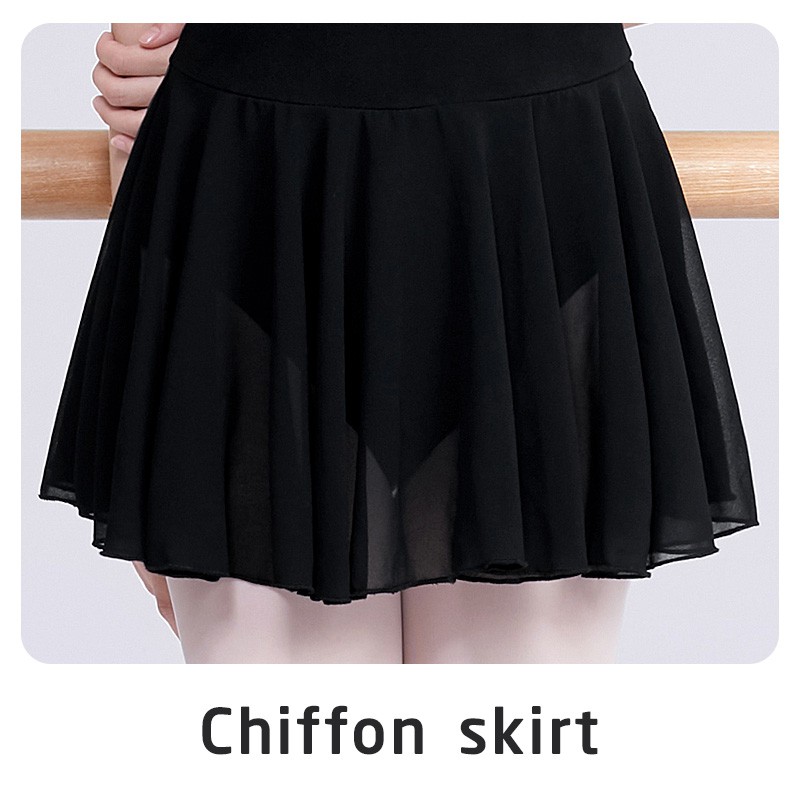 บัลเล่ต์ Leotards สําหรับผู้หญิงมืออาชีพเครื่องแต่งกายบัลเล่ต์ผู้ใหญ่ชุดเต้นรําผ้าฝ้ายสีดํา Leotard พร้อมกระโปรงชีฟอง - รูปที่ 3