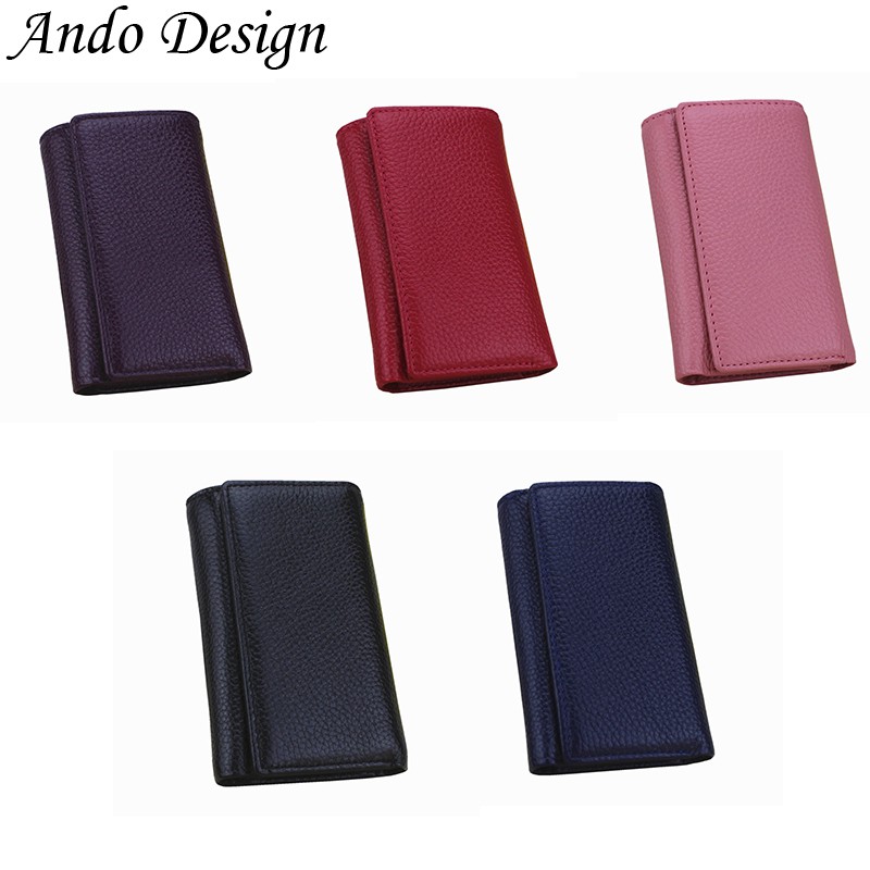 กระเป๋าใส่กุญแจแบบ Unisex หญิง ชาย หนังวัวแท้ กระเป๋าพับบัตร Tri-Fold