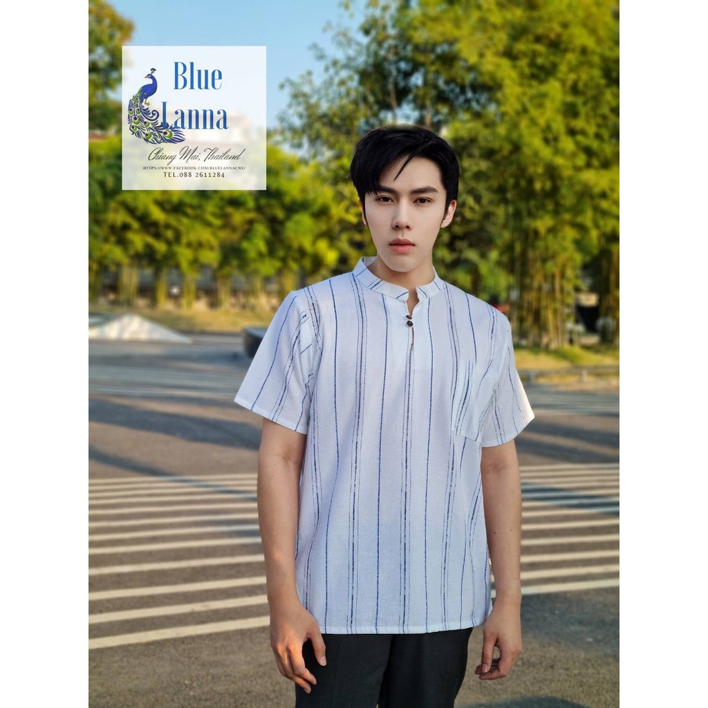 เสื้อผู้ชายคอจีนผ้าฝ้ายเมืองเหนือพิมพ์ลาย - รูปที่ 3