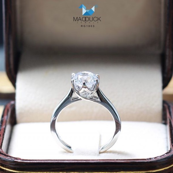 Madduckjewels แหวนเงินแท้ เพชร CZ ชุบโรเดียม RG1803