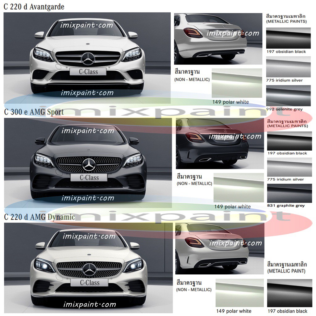 สีแต้มรถ สีซ่อมรถ BENZ C-Class ทุกรุ่น ทุกสี แถมพู่กันและกระดาษทราย สีคุณภาพจาก imixpaint ราคา ถูกที่สุด ดีลบีเคเค แกลเลอรีภาพที่ 3