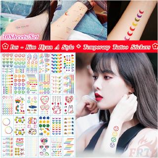 ✿ Ins - Kim Hyun A ：KPOP Colorful Rainbow Style ◈ Temporary Tattoo สติ๊กเกอร์ ✿ 30Sheets/Set Waterproof Tattoos for Sexy Arm Clavicle Body Art Hand Foot